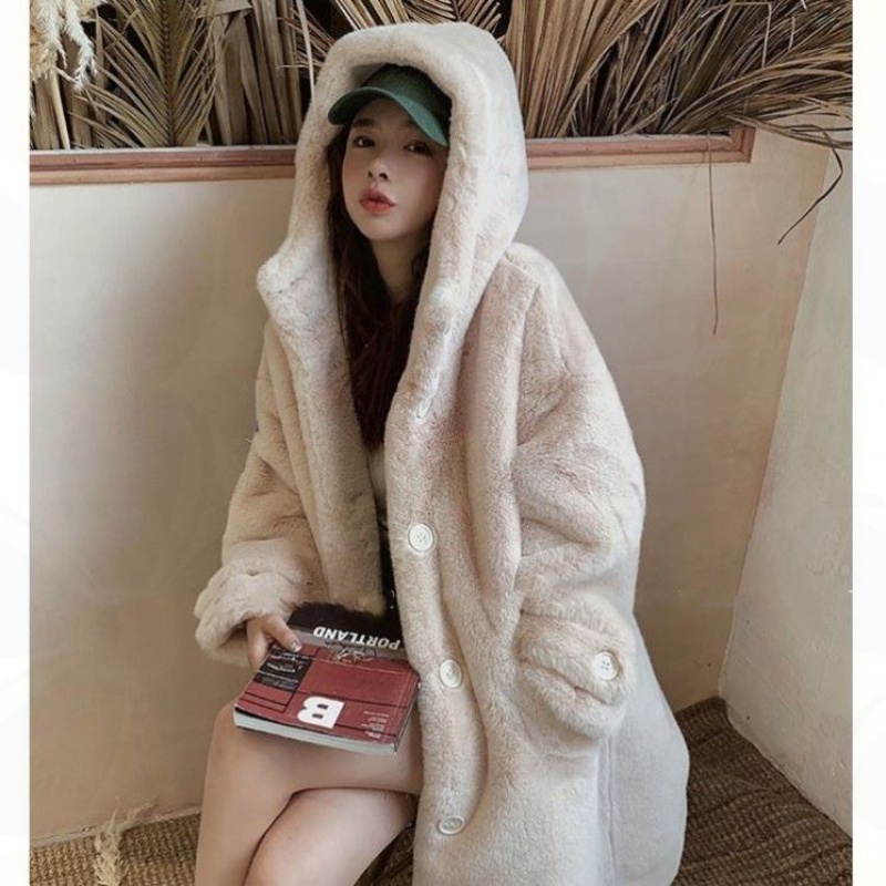 Plush Jacket Female Mink Fleece Hooded Plus Cotton