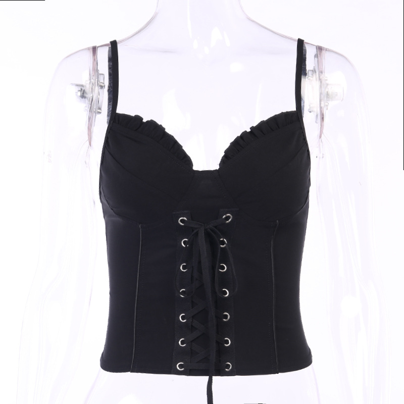 Title 2, Dark Court Style Corn Eyelet Strappy Back Top