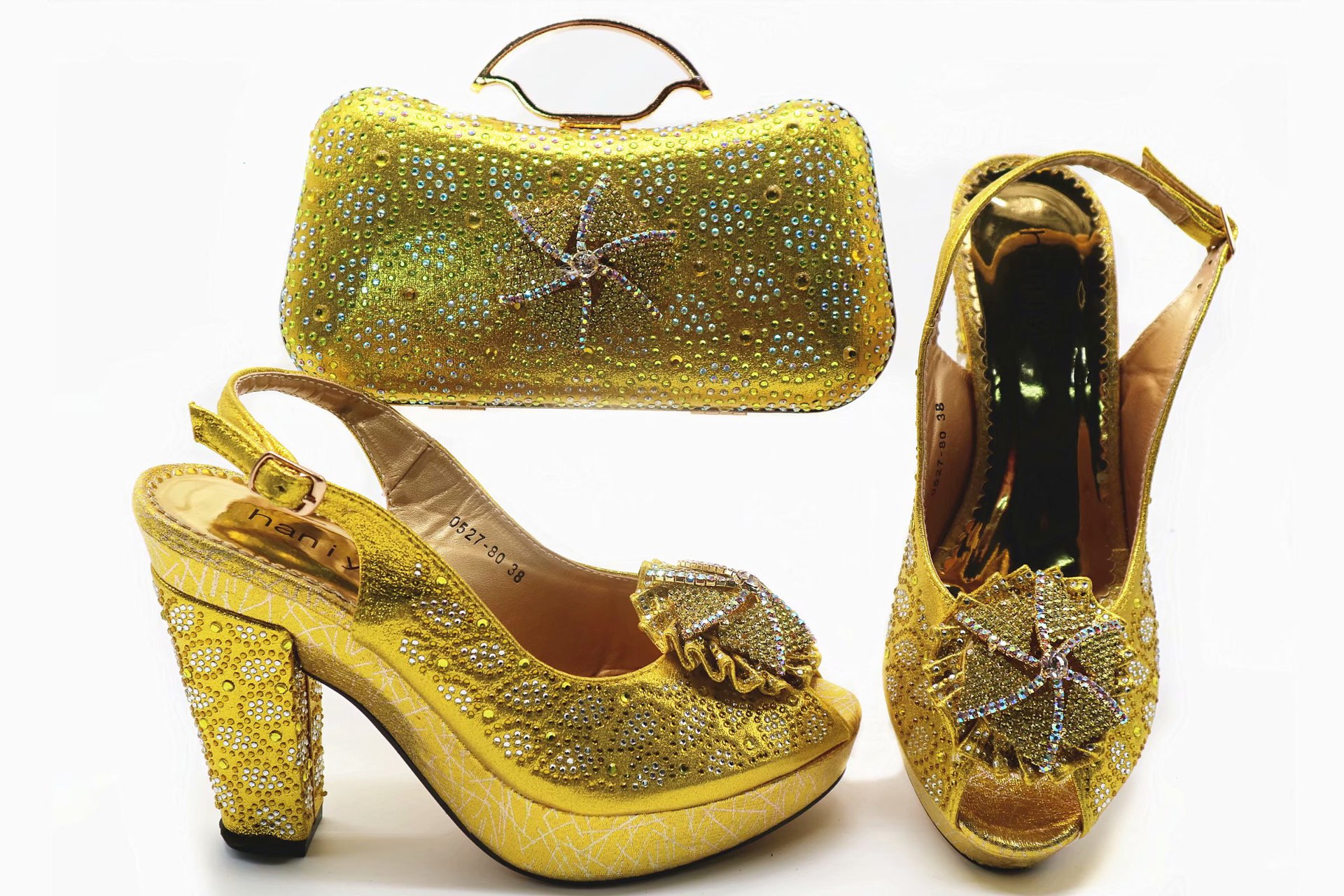 Summer New Style Fish Mouth Thick Heel Temperament Dinner Wedding Shoes Bag