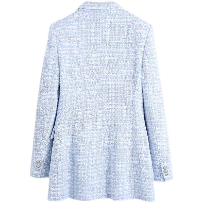 Women's Double Breasted Slim Fit Small Fragrance Light Mid-Length Suit Jacket