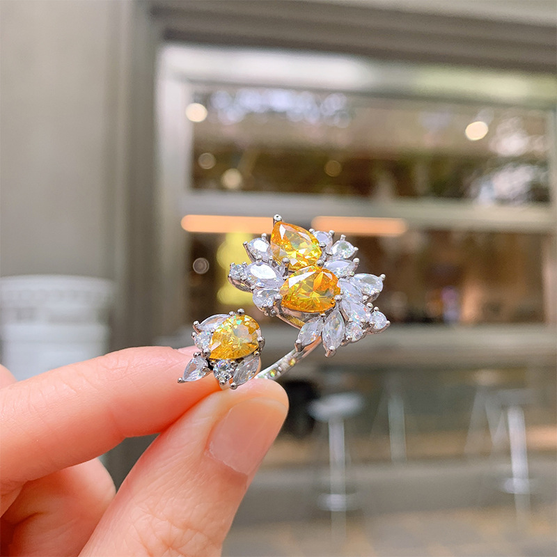 European And American Foreign Trade Simulation Yellow Diamond Ring Women