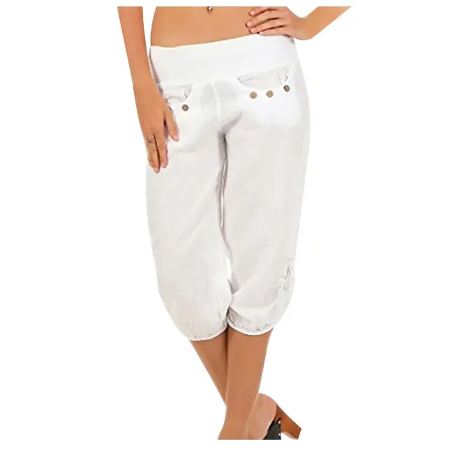 Fashion Casual Women's Loose Mid waist Trousers White - Shop at LoveMi