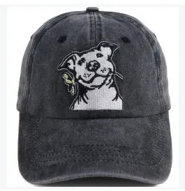 Dog Lover Gifts For Women Men, French Hat, Denim Adjustable Embroidered Dog Dad Baseball Cap - Grey