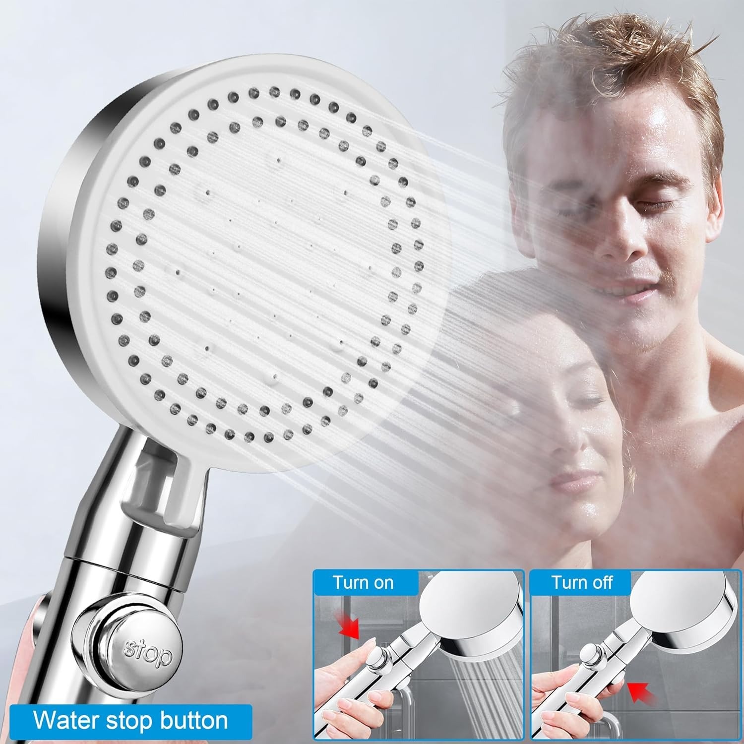 Bath Shower Head High Pressure 5 Mode Large Chrome Handset Heads Water Saving UK