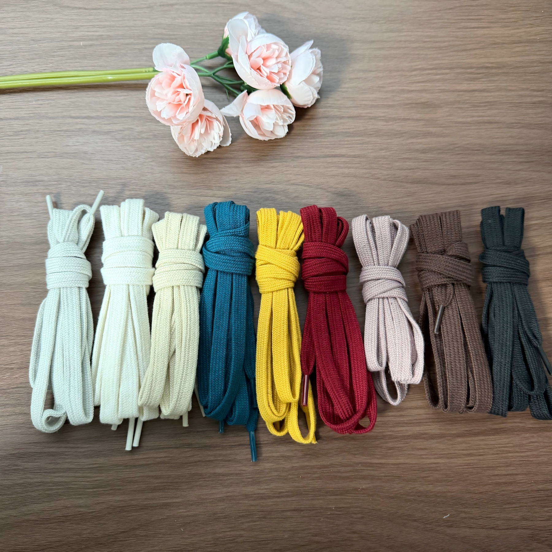 Flat Solid-Color Cotton Shoelaces