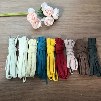 Flat Solid-Color Cotton Shoelaces