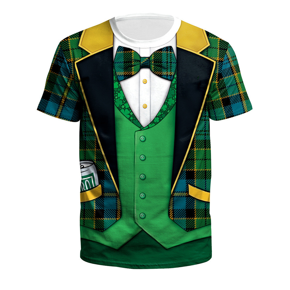 Saint Patrick's Day Digital Printed Round Neck Couple T shirt B1299313 - Shop at LoveMi