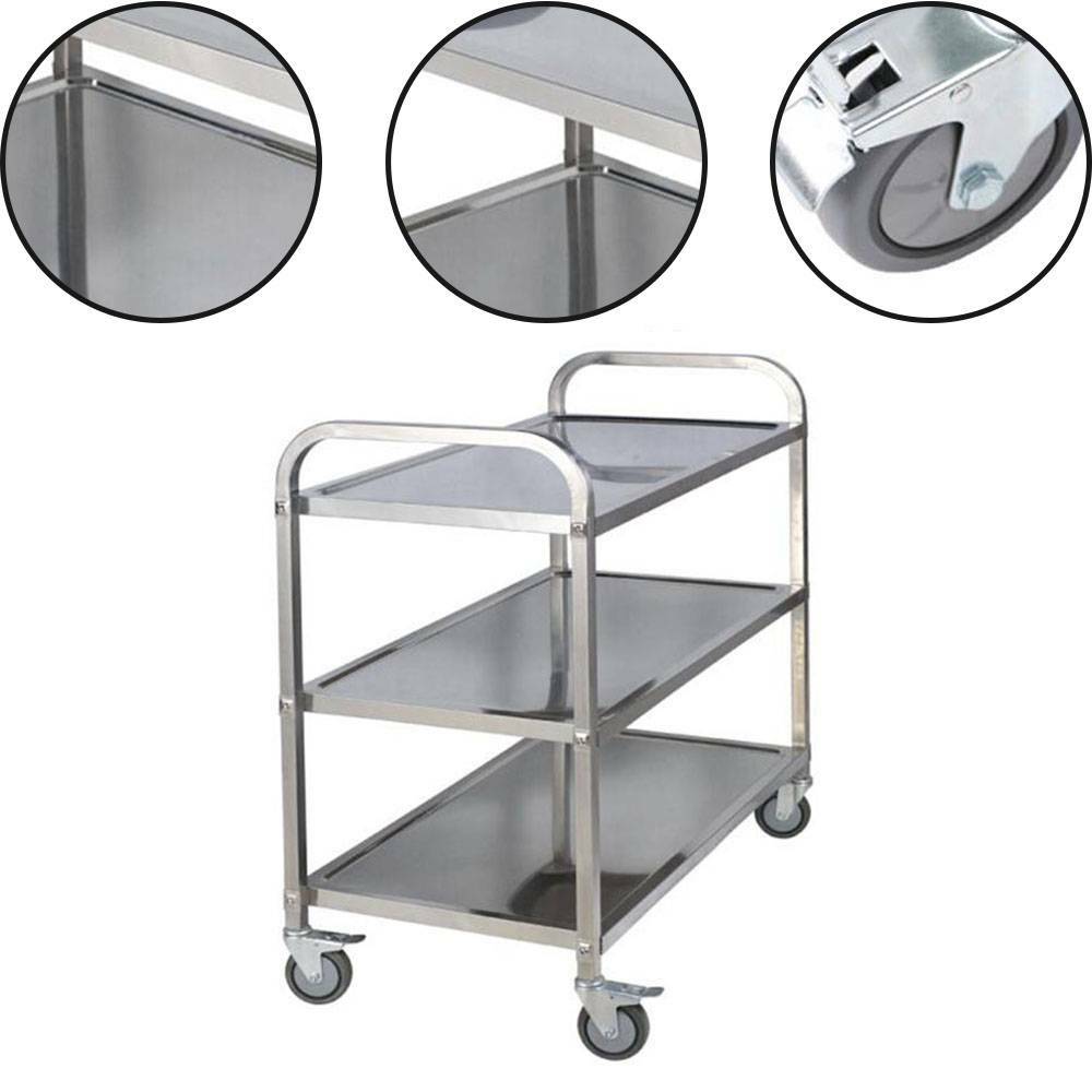3 Tier Stainless Steel Trolley Cart Kitchen Restaurant Serving Catering Train UK — image 7
