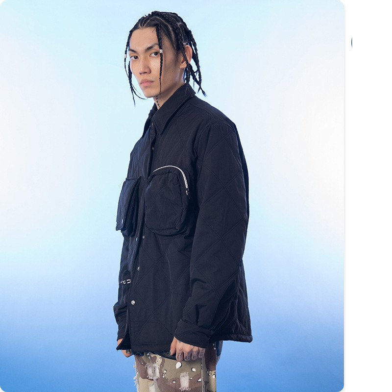 Fashion Men's Solid Color Long-sleeved Cotton Jacket