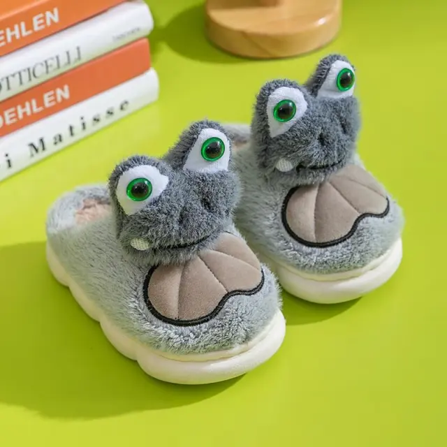 Men And Women Children's Warm Non slip Slippers Grey - Shop at LoveMi