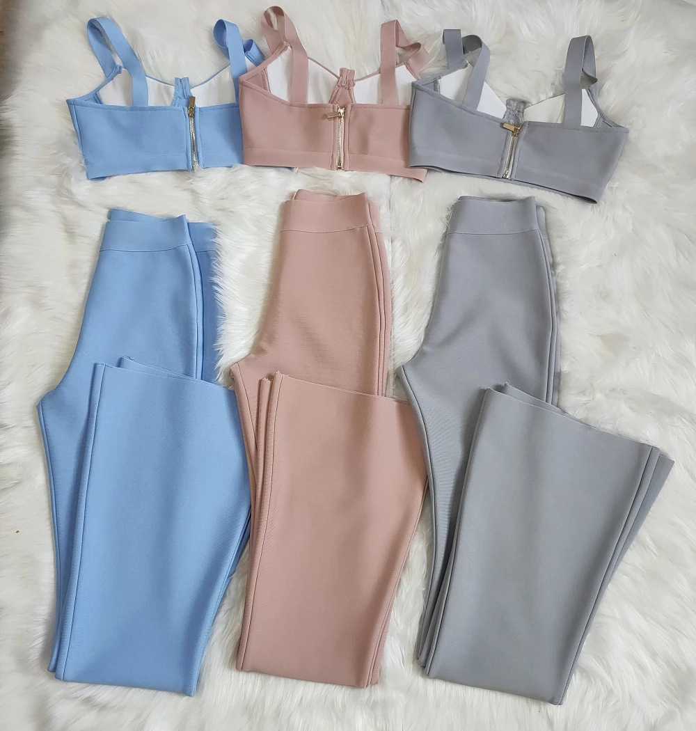 Bandage Sleeveless Tight Jacket And High-waisted Flared Trousers Suit