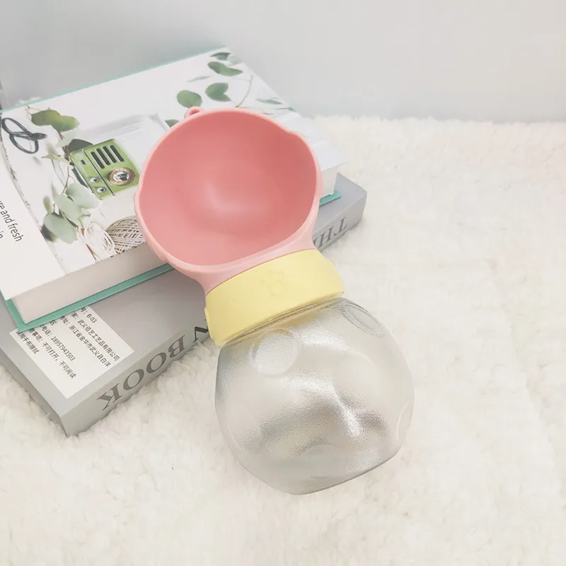 Dog Water Bottle Portable Travel Pet Drinker Leak Proof Dog Bowl Food Cat Fountain Outdoor Walking Drinking Bottle Dogs Feeder - Pink