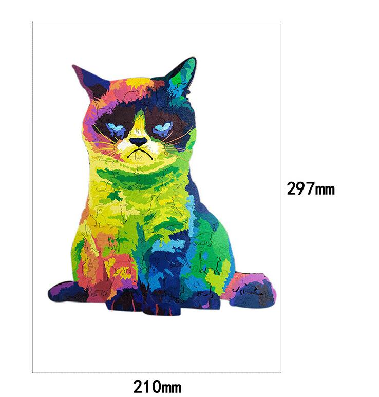 Title 3, Puzzle in legno Irregular Rainbow Cat