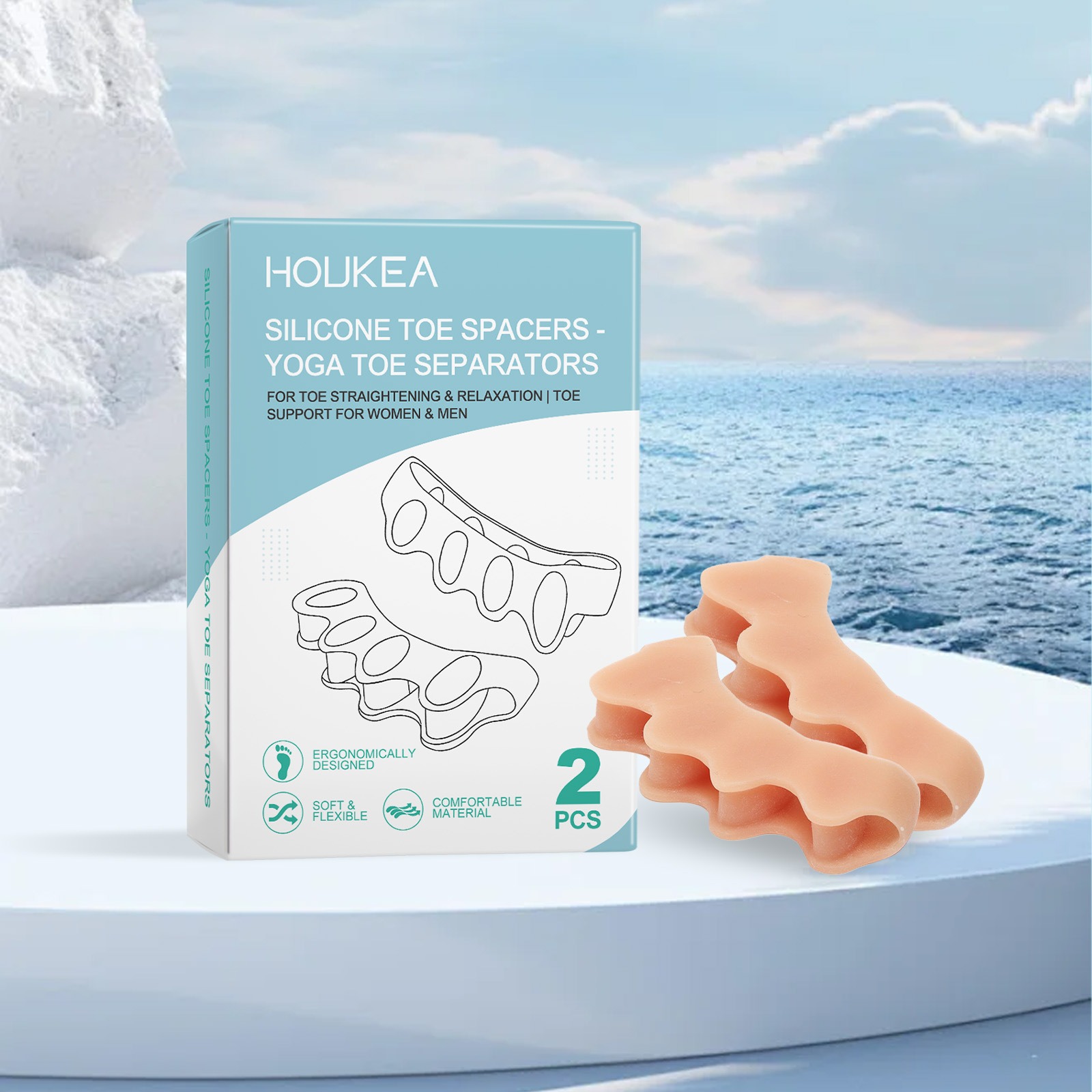 Silicone Toe Spacer Enhances Toe Stretching, Relaxation, Comfort, Exercise, Daily Foot Care