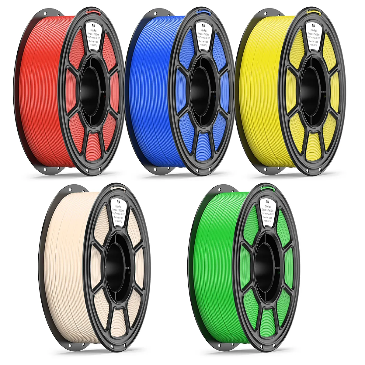 PLA 5 Pack 3D Printer Filament, 1.75mm