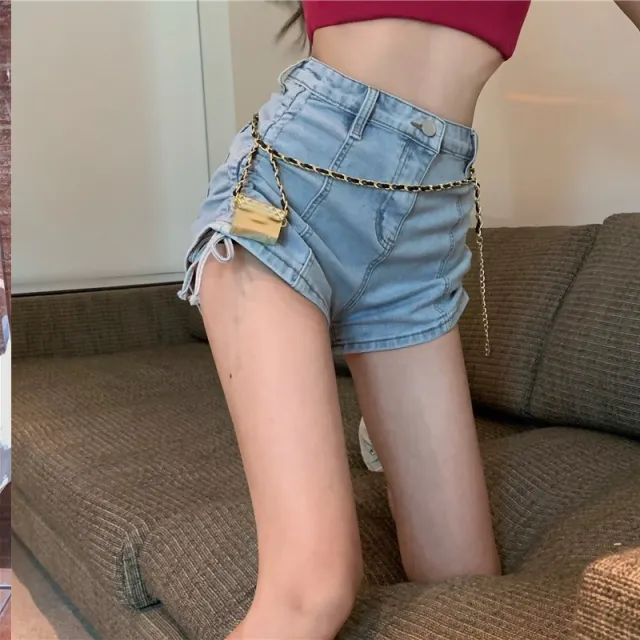 High Waist Denim Shorts Women Summer Thin Design Sense Blue - Shop at LoveMi
