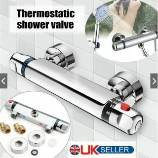 Bathroom Exposed Bar Thermostatic Shower Mixer Valve Tap Chrome 1 2 Outlet New