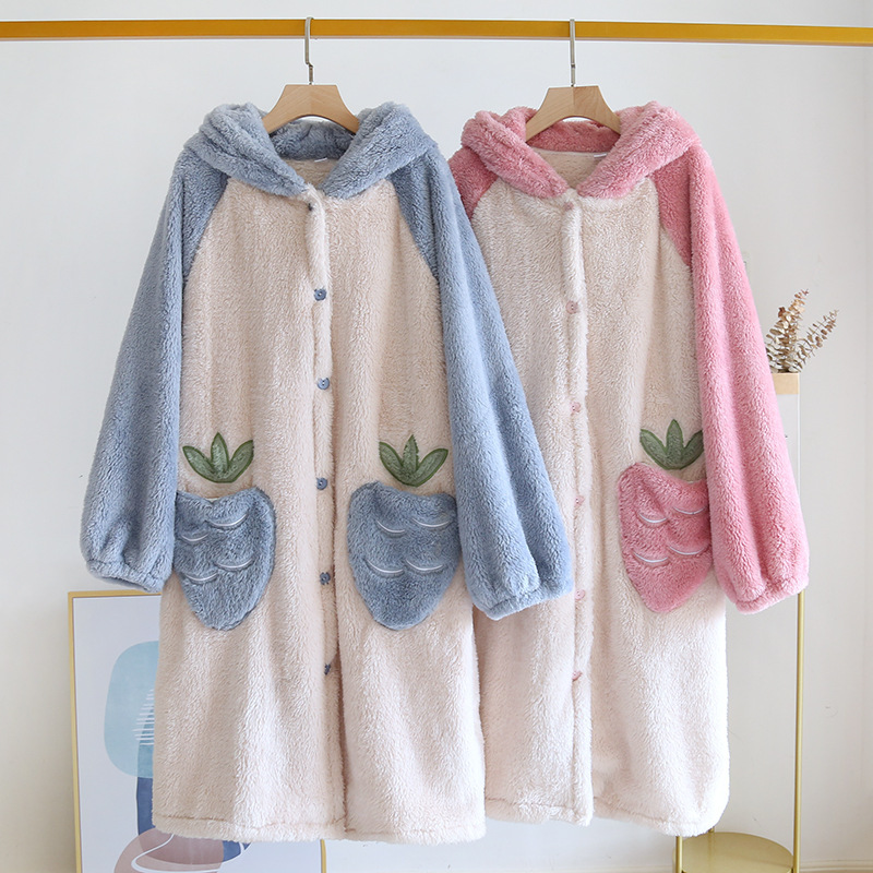 Title 6, Womens Thick Color-blocking Cartoon Fleece Nig...