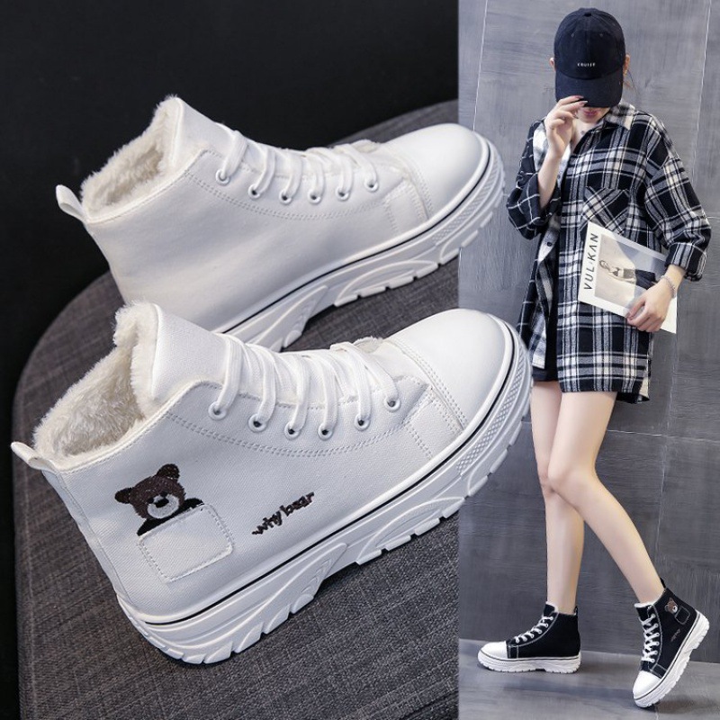 Fashion Martin Boots Women's Mid-heel Thick Canvas