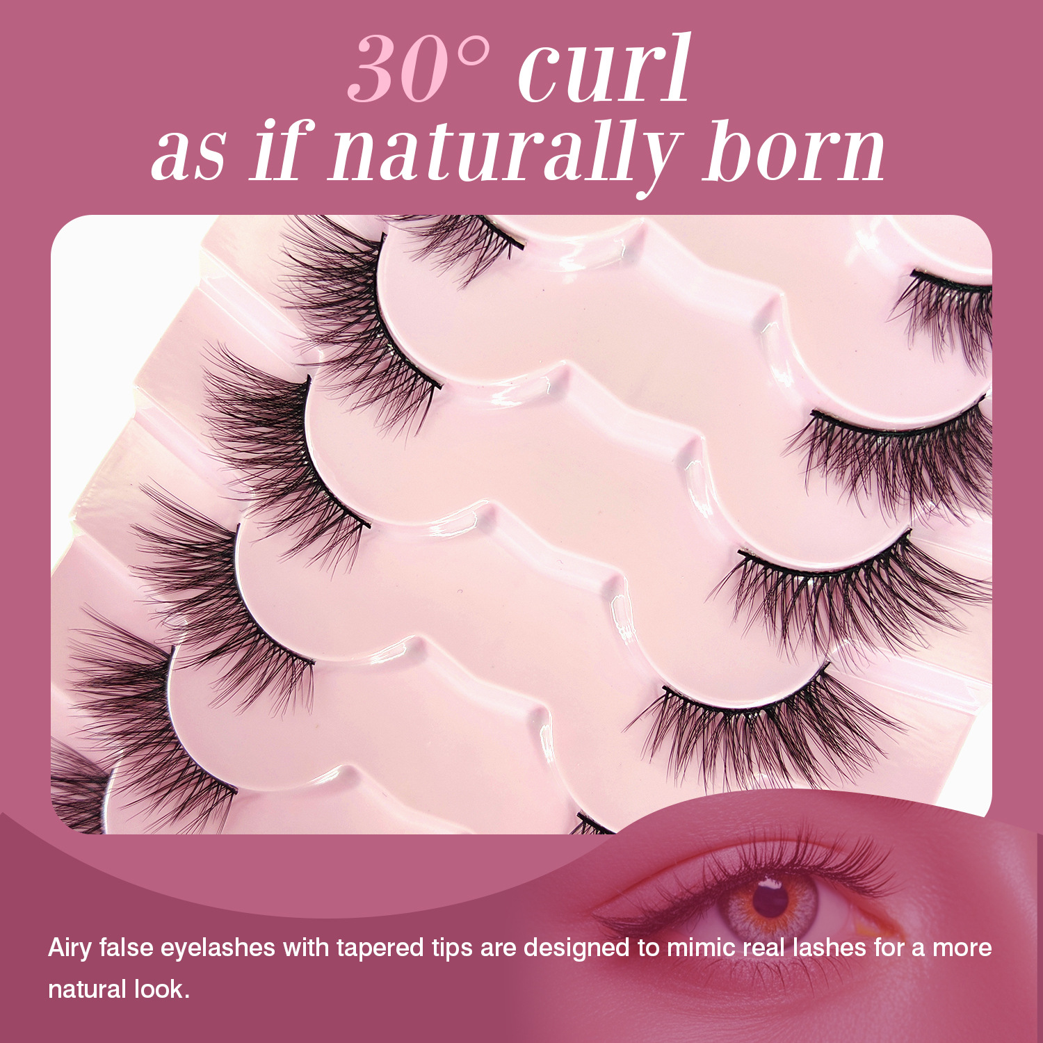 Natural Lashes Wispy Lashes Natural Look False Eyelashes Natural Flared Eyelashes False Eye Lashes Soft Fluffy Lashes 7 Pairs 6mm Gradual 13mm Cat's Eye Transparent Stem Eye Tail Elongated Ha