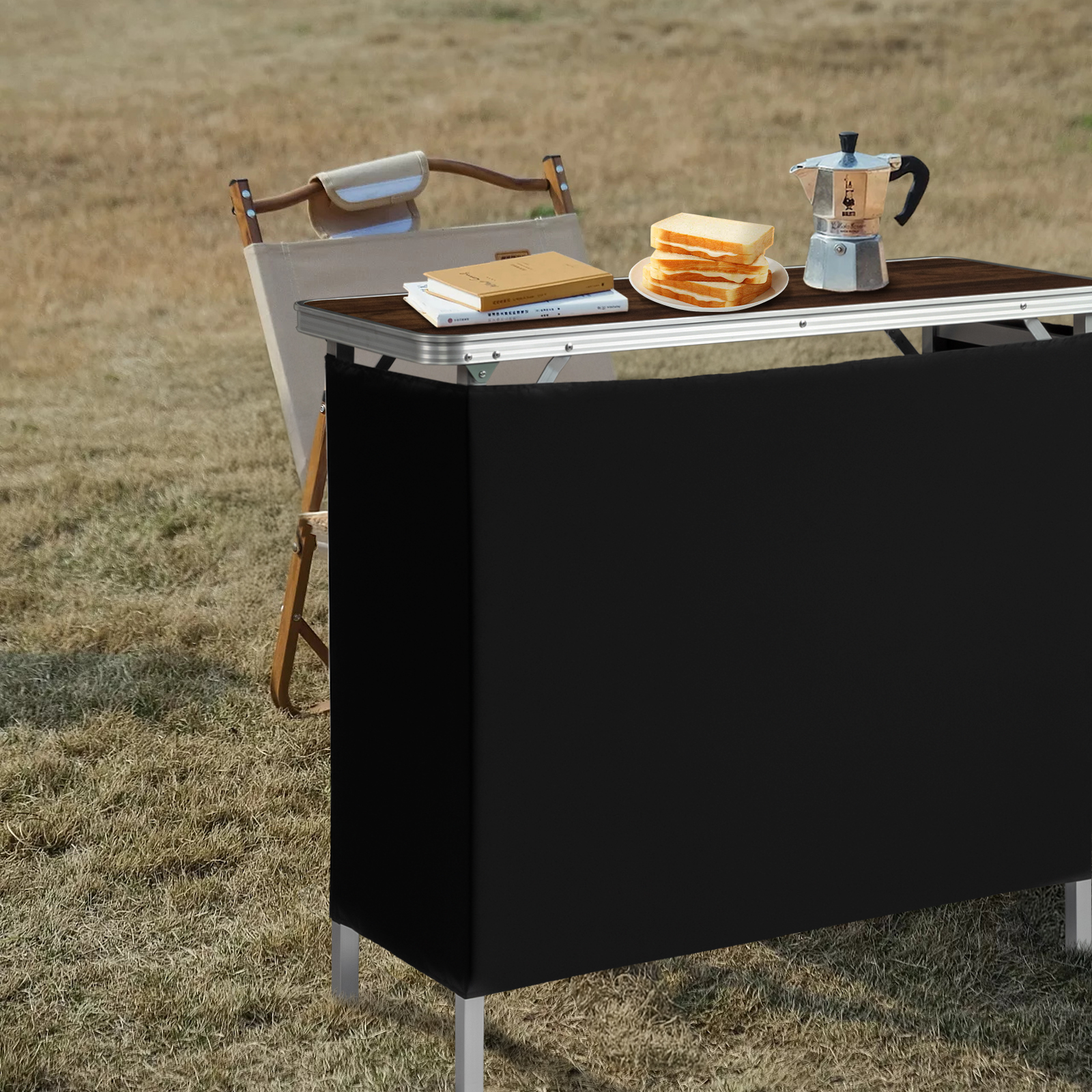 Portable Folding Bar Table with Storage Shelf – Lightweight Aluminum Event Counter for Trade Shows, Parties & Pop-Up Displays
