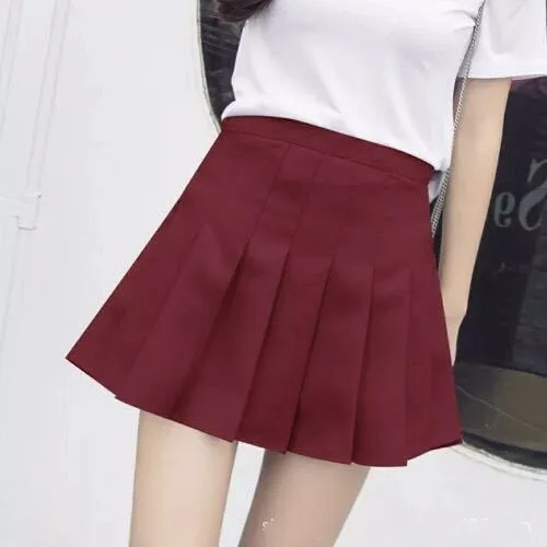 College Style Autumn And Winter High Waist Skirt Red - Shop at LoveMi