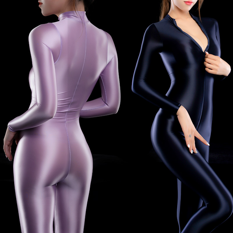 Shiny Luxury Shiny Thin Silky Tight Jumpsuit - Image 22