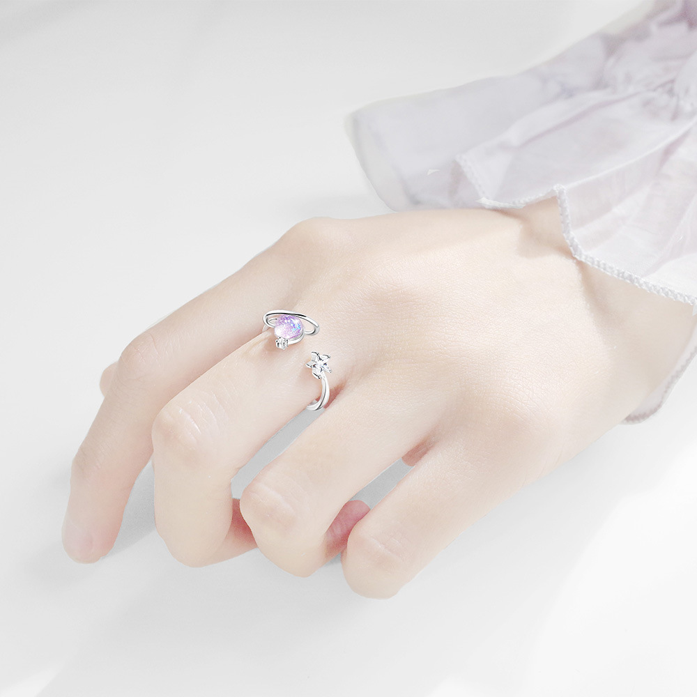 Sterling Silver Planet Love Couple Ring Offsite
