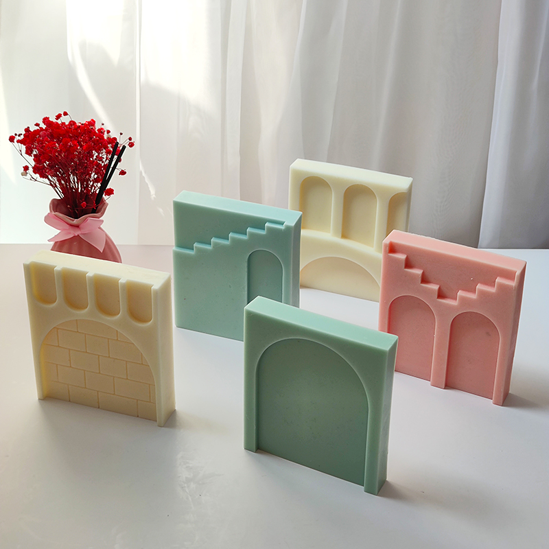 Title 8, Geometric Flat Arch Stairs Candle Silicone Mold