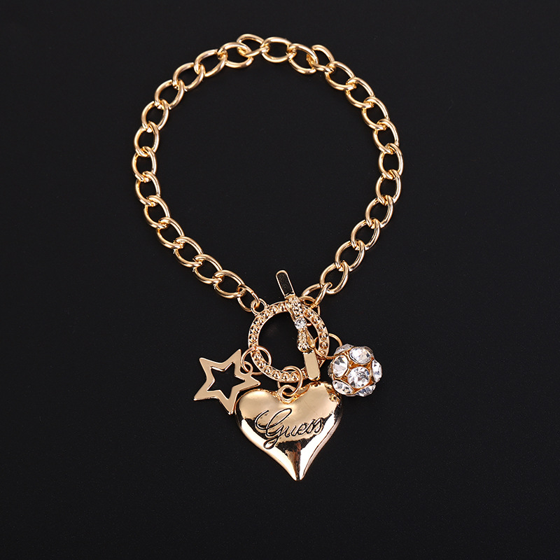 Diamond Ball Five-pointed Star Heart-shaped Bracelet