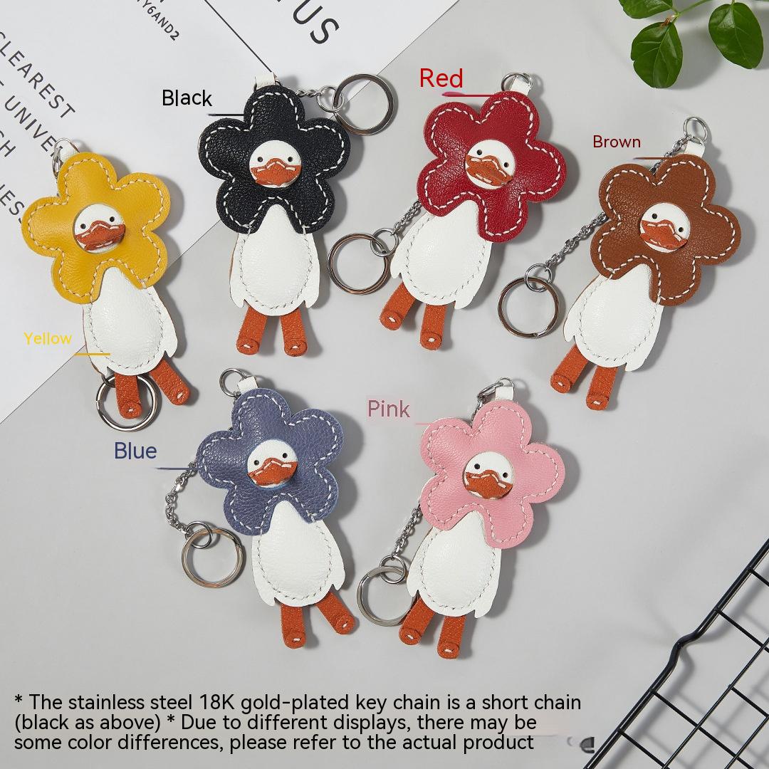 Cute Leather Little Duck Pendant Handmade Diy Material Bag Keychain Blue Material Package - Shop at LoveMi