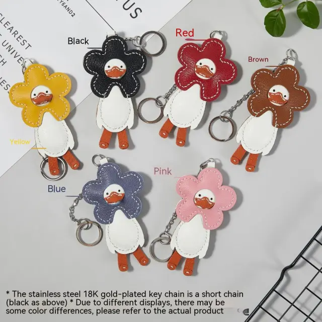 Cute Leather Little Duck Pendant Handmade Diy Material Bag Keychain Red Material Package - Shop at LoveMi