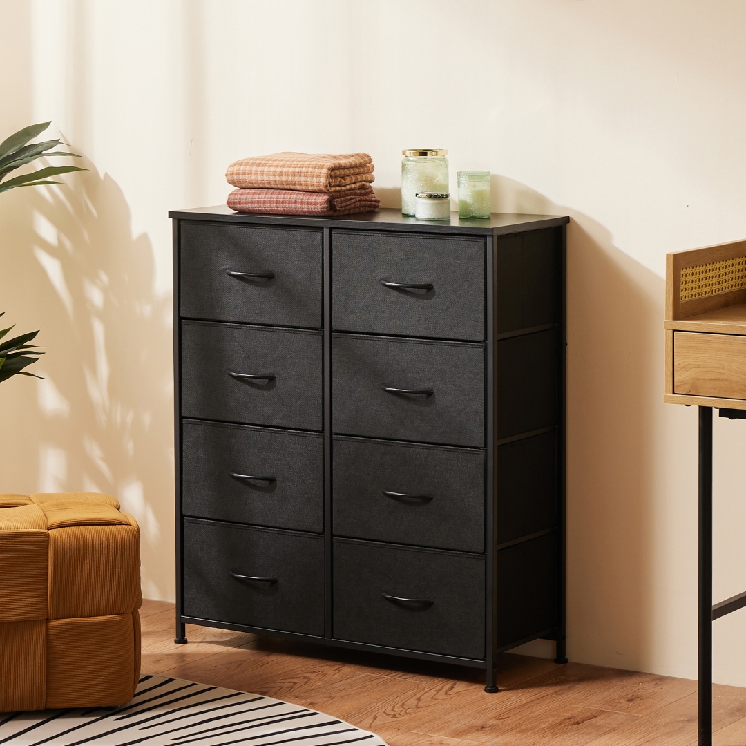 Tall Dresser Fabric Storage Tower ,Wooden Top For Kid Room, Closet, Entryway, Nursery image 36