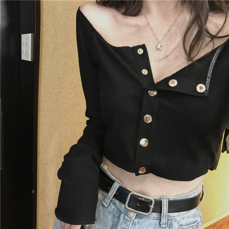 Title 13, Small Slim High Waist Short Long Sleeve T-shirt