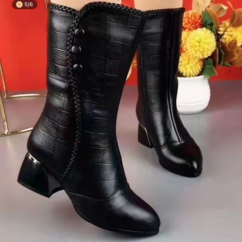 Thick Heeled Korean Style Mid Heel Martin Boots Fashion