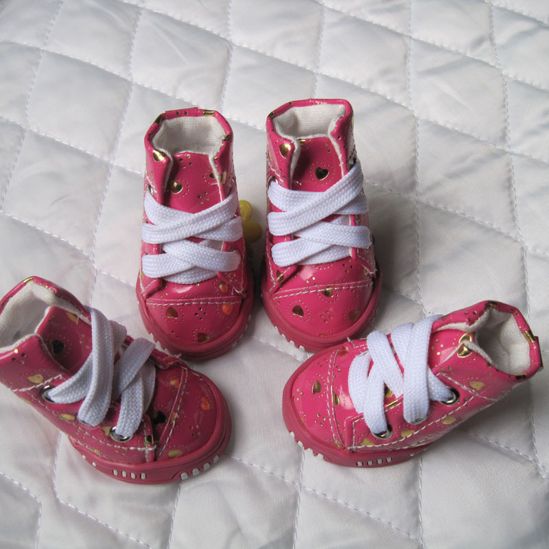 Pet Shoes New Three-color Peach Heart PU Fabric