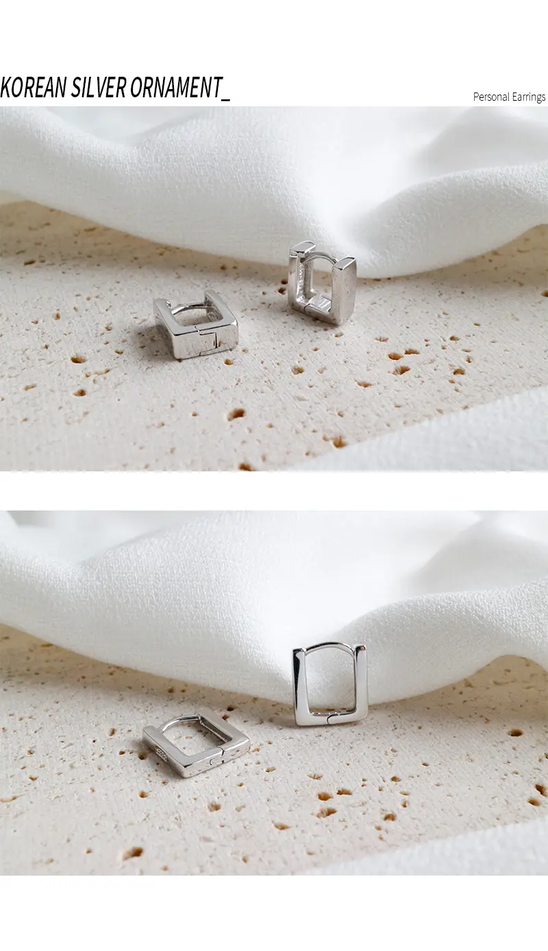 925 Sterling Silver Unique Creative Simple Square Earrings Accessories