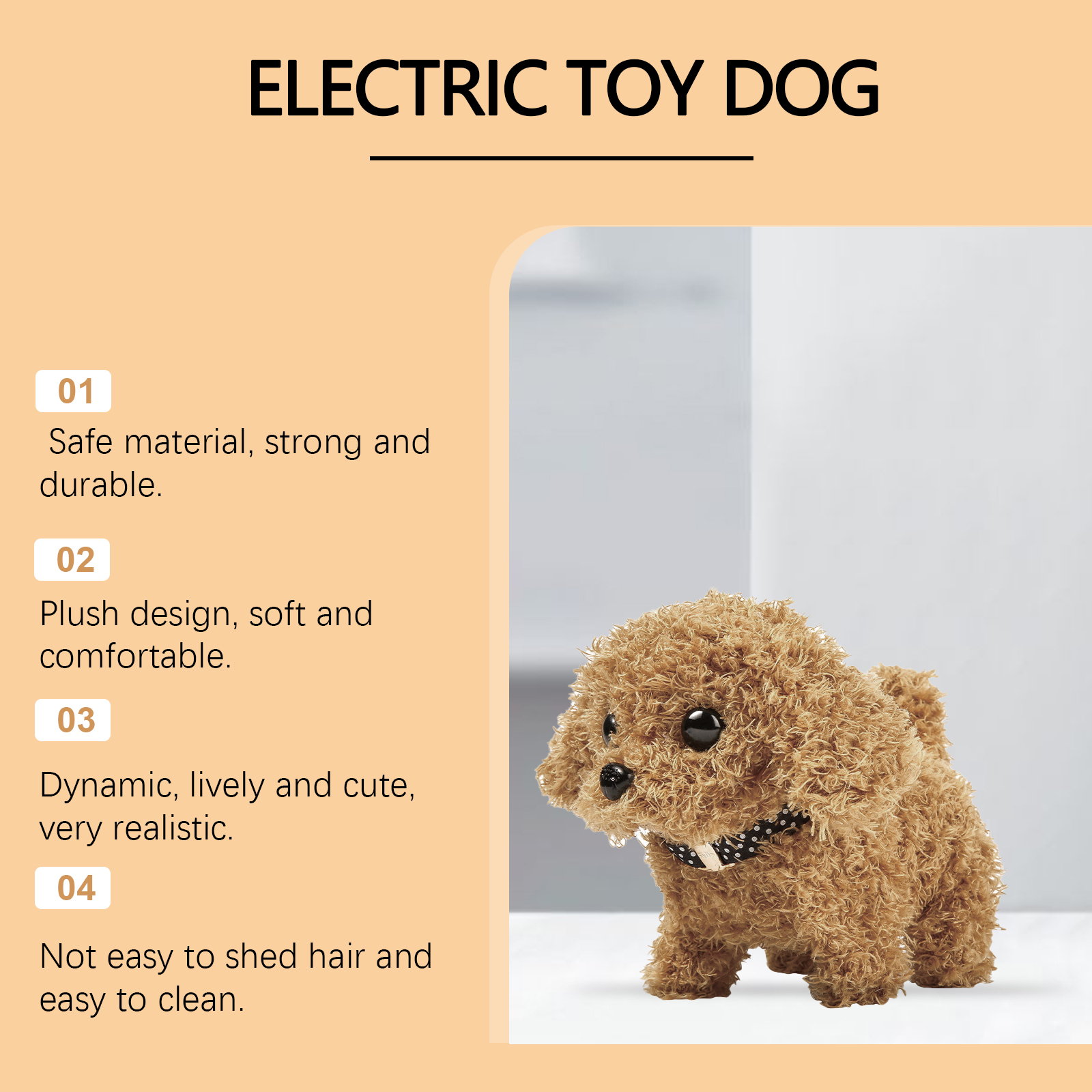 Cute Electric Plush Toy Dog, Interactive Realistic Puppy Toy For Kids thumbnail 8