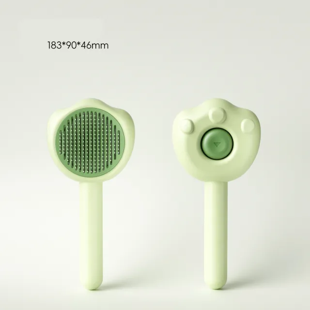 Pet Grooming Comb Cat Brush Hair Remover Pet Self Cleaning Needle Comb Cleaning Supplies Kitten Cute Handle Comb Green - Shop at LoveMi