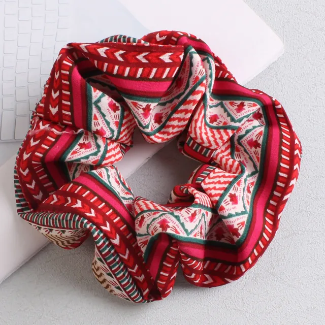New Retro Printed Large Intestine Hair Tie For Women Highly Elastic Large Intestinal Ponytail Hair Ropes Headwear Red - Shop at LoveMi