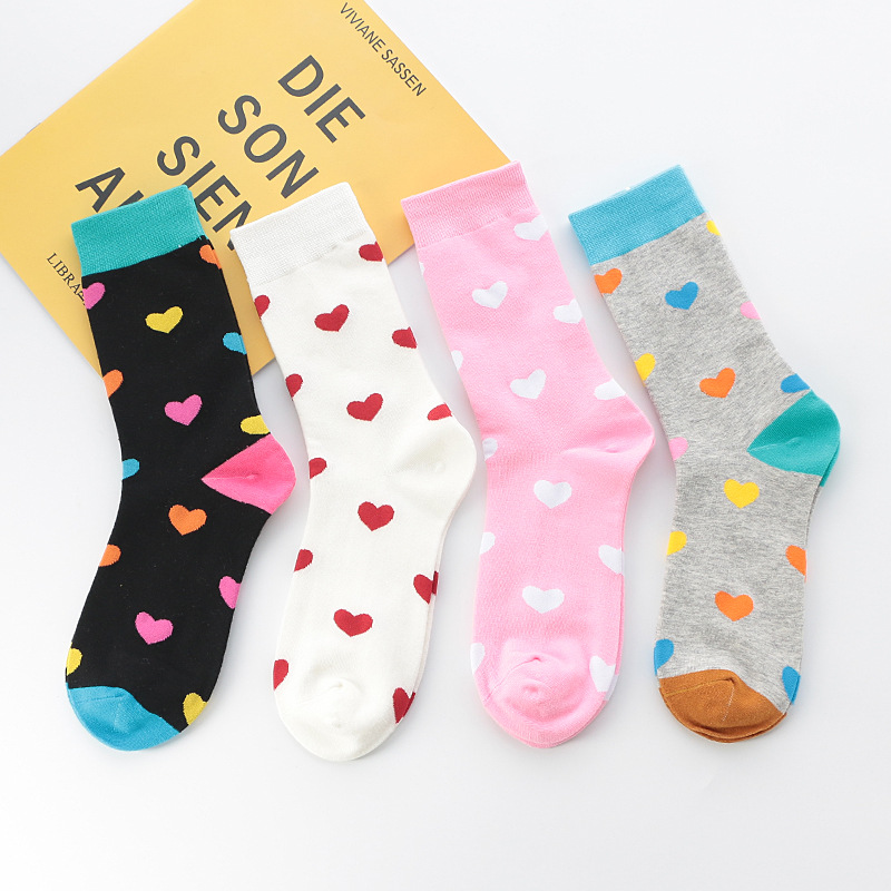 Women's Autumn And Winter Colorful Love Long Socks