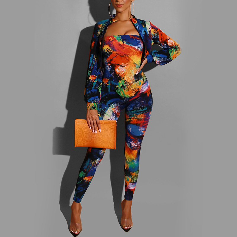 Title 2, Tweedelige damesjumpsuit met print en borstomhu...