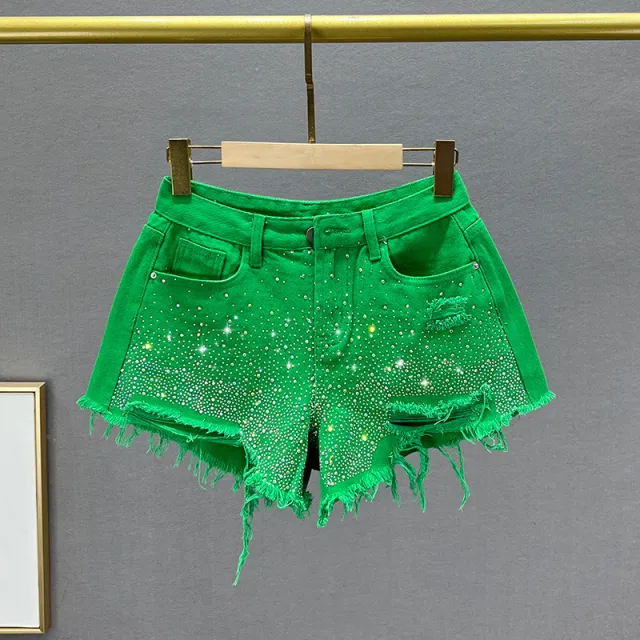 Heavy Industry Women's Ripped Denim Shorts Green - Shop at LoveMi