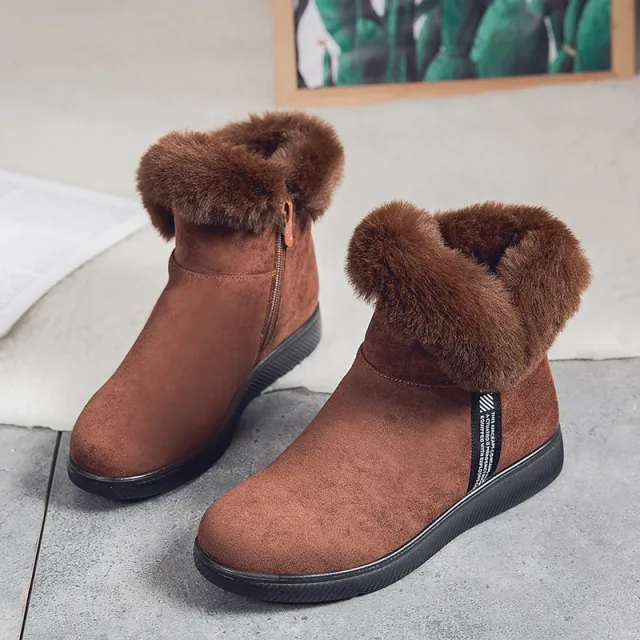 Plus Fleece Ankle Boots Thicken Middle aged And Elderly Cotton Shoes Brown - Shop at LoveMi