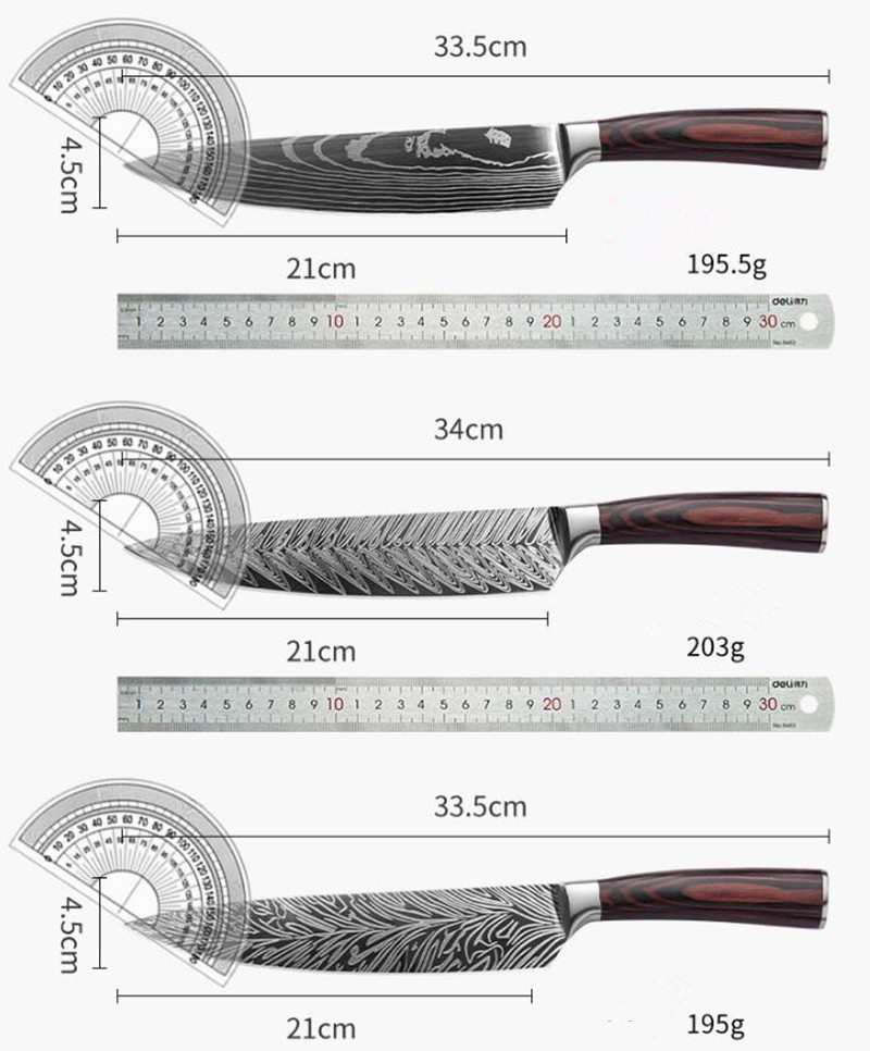 Title 1, Stainless Steel Chef Damascus Grain Kitchen Knife