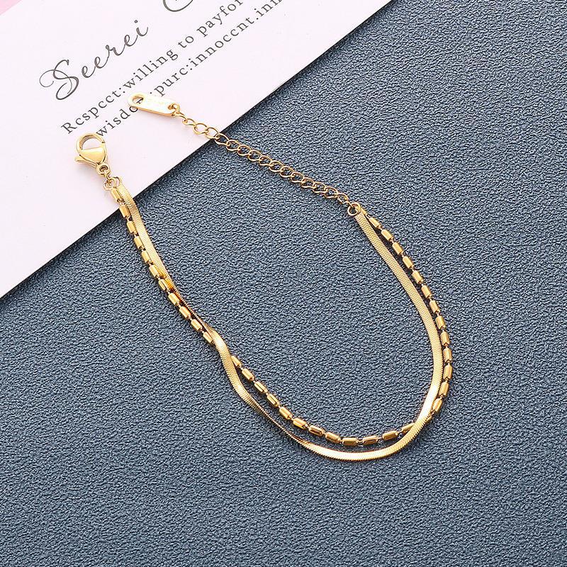 Simple And Cold Style Double Layer Snake Bone Bracelet