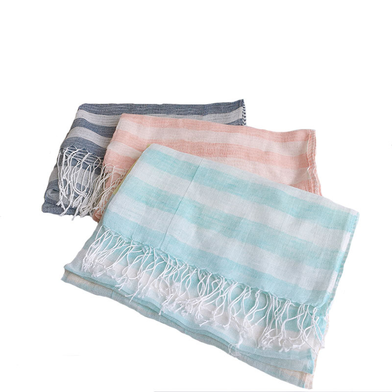 Spring Summer Cotton Linen Thin Lightweight Breathable Scarf