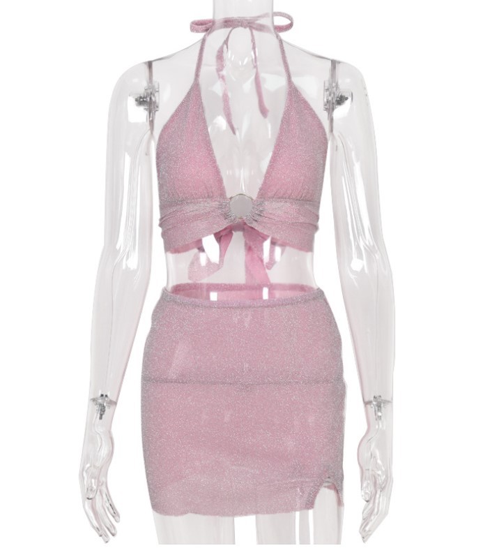 two piece glitter set Pink - Shop at LoveMi