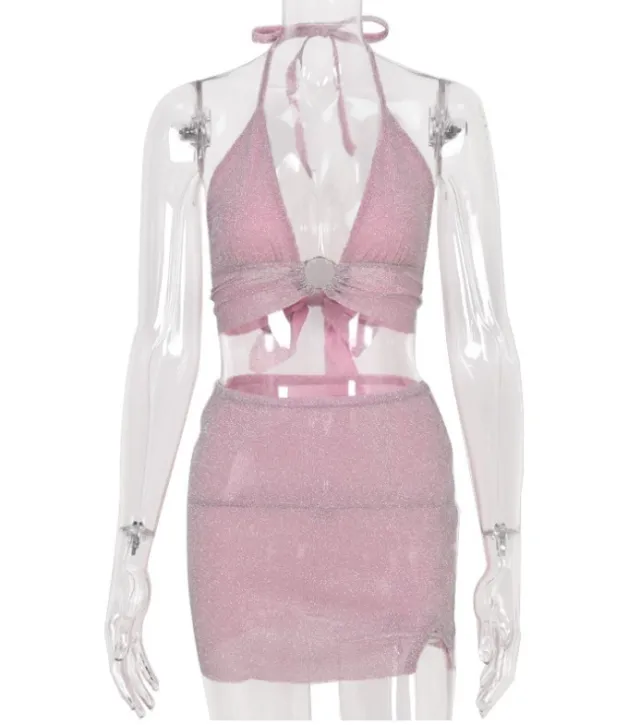 two piece glitter set Pink - Shop at LoveMi