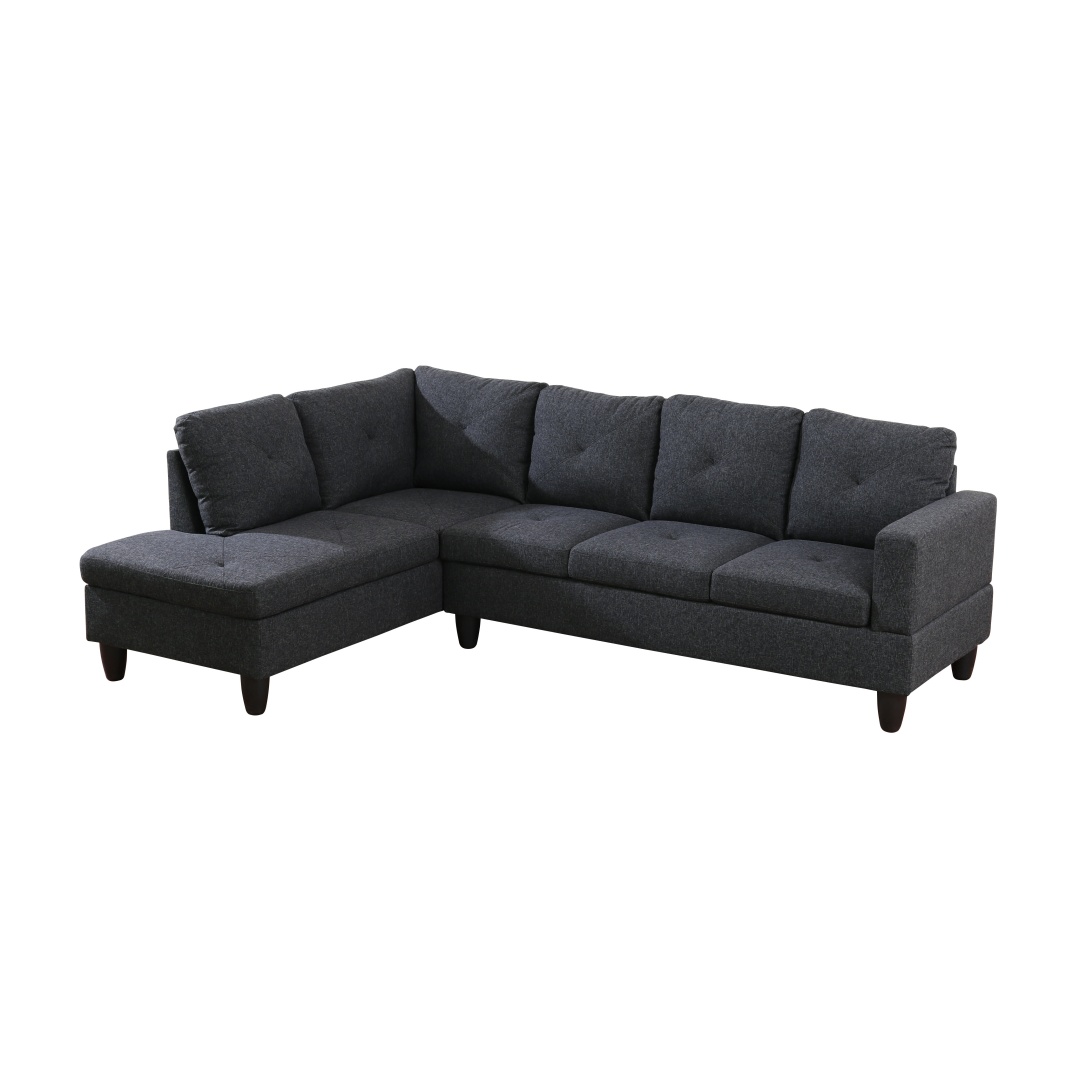 Pickup Only--Black Grey Linen Living Room Sofa Set